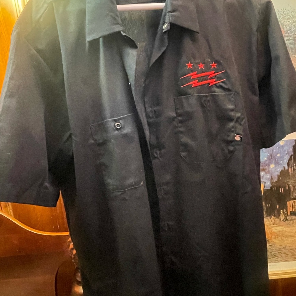Black Men's Shirt with Red Embroidery